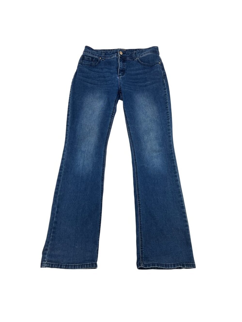 Chico’s Womens Straight Leg Jeans So Slimming Mid Rise Blue Size Small